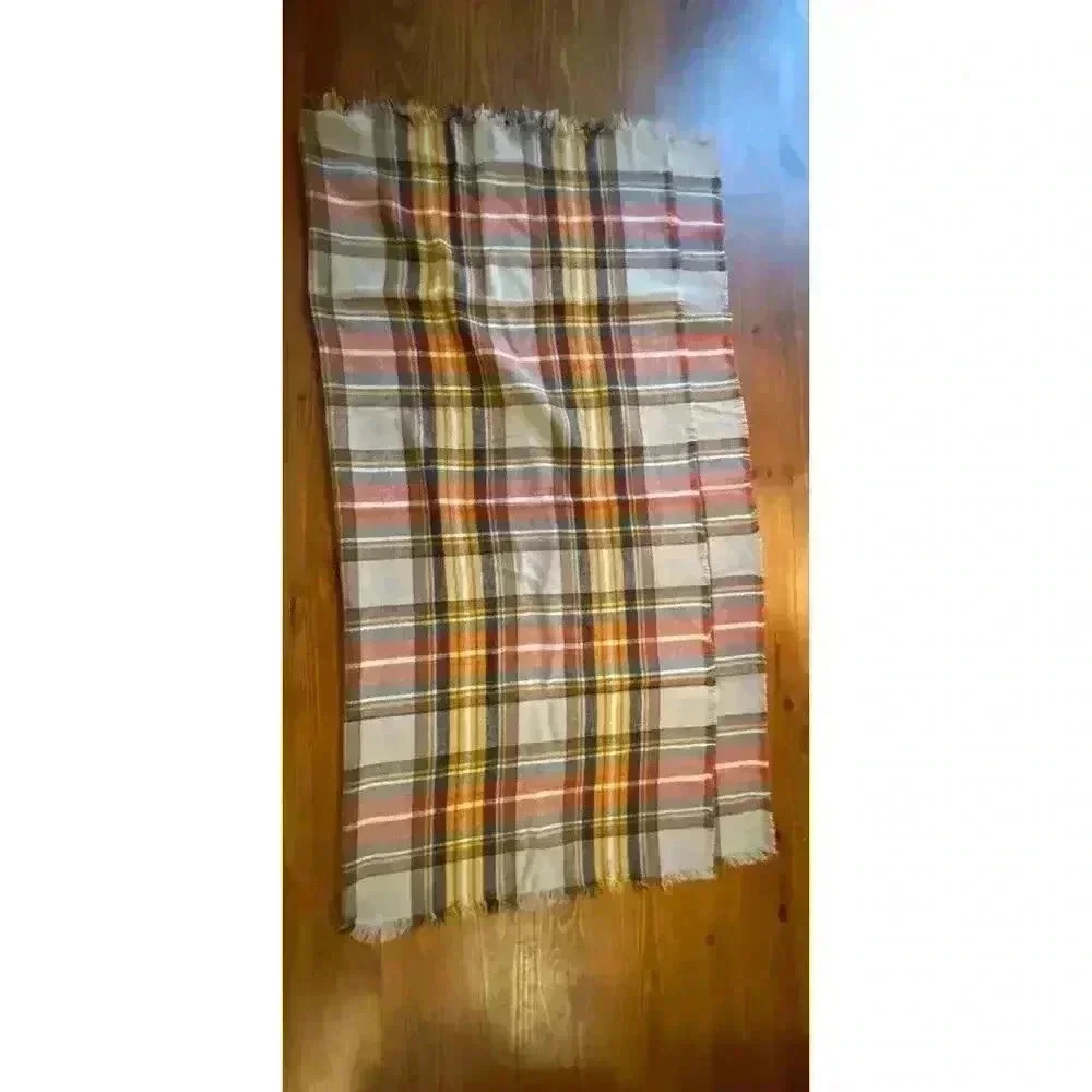 Christmas Plaid Raw HemLarge Scarf Shaw